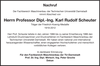 Traueranzeige von Karl Rudolf Scheuter von Echo-Zeitungen (Gesamtausgabe)