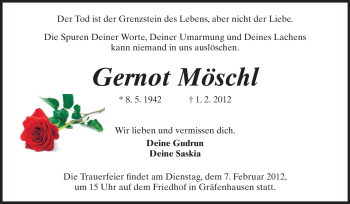 Traueranzeige von Gernot Möschl von Darmstädter Echo, Odenwälder Echo, Rüsselsheimer Echo, Groß-Gerauer-Echo, Ried Echo