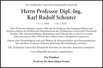 Traueranzeige von Karl Rudolf Scheuter von Echo-Zeitungen (Gesamtausgabe)