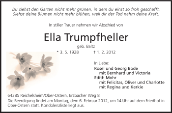 Traueranzeige von Ella Trumpfheller von Echo-Zeitungen (Gesamtausgabe)