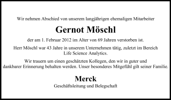 Traueranzeige von Gernot Möschl von Echo-Zeitungen (Gesamtausgabe)
