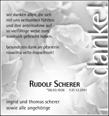 Traueranzeige von Rudolf Scherer von Rüsselsheimer Echo, Groß-Gerauer-Echo, Ried Echo