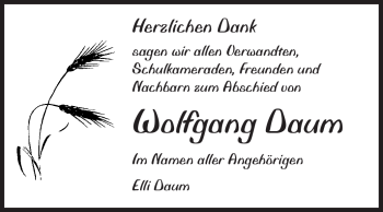 Traueranzeige von Wolfgang Daum von Rüsselsheimer Echo, Groß-Gerauer-Echo, Ried Echo