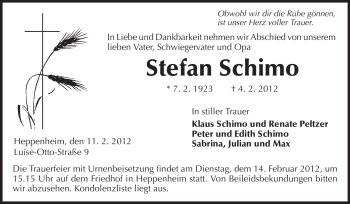 Traueranzeige von Stefan Schimo von Starkenburger Echo