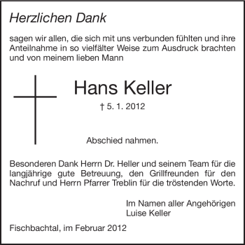 Traueranzeige von Hans Keller von Echo-Zeitungen (Gesamtausgabe)