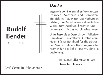 Traueranzeige von Rudolf Bender von Rüsselsheimer Echo, Groß-Gerauer-Echo, Ried Echo