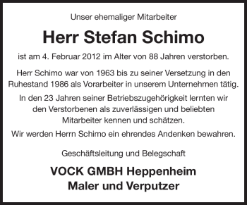 Traueranzeige von Stefan Schimo von Starkenburger Echo