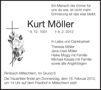 Traueranzeige von Kurt Möller von Starkenburger Echo