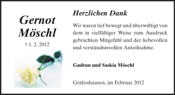 Traueranzeige von Gernot Möschl von Darmstädter Echo, Odenwälder Echo, Rüsselsheimer Echo, Groß-Gerauer-Echo, Ried Echo