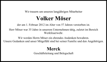 Traueranzeige von Volker Möser von Echo-Zeitungen (Gesamtausgabe)