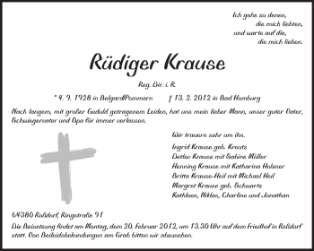 Traueranzeige von Rüdiger Krause von Echo-Zeitungen (Gesamtausgabe)