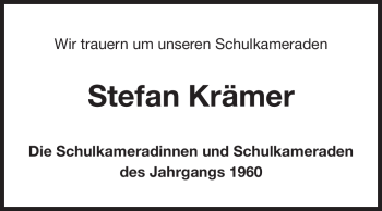 Traueranzeige von Stefan Krämer von Rüsselsheimer Echo, Groß-Gerauer-Echo, Ried Echo