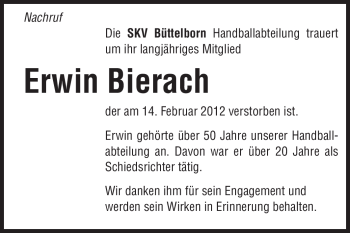 Traueranzeige von Erwin Bierach von Rüsselsheimer Echo, Groß-Gerauer-Echo, Ried Echo