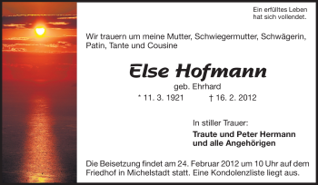 Traueranzeige von Else Hofmann von Odenwälder Echo