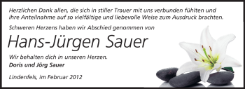 Traueranzeige von Hans-Jürgen Sauer von Starkenburger Echo, Bergsträßer Anzeiger