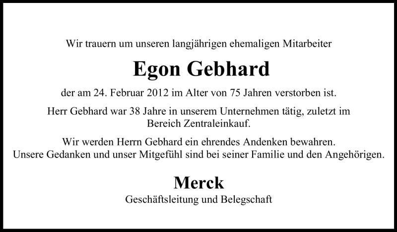  Traueranzeige für Egon Gebhard vom 02.03.2012 aus Echo-Zeitungen (Gesamtausgabe)