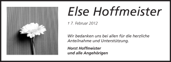 Traueranzeige von Else Hoffmeister von Rüsselsheimer Echo, Groß-Gerauer-Echo, Ried Echo