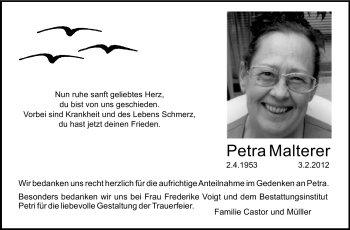 Traueranzeige von Petra Malterer von Rüsselsheimer Echo, Groß-Gerauer-Echo, Ried Echo