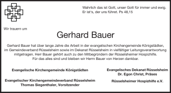 Traueranzeige von Georg Bauer von Rüsselsheimer Echo, Groß-Gerauer-Echo, Ried Echo