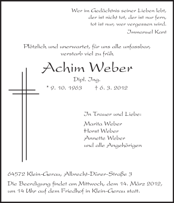 Traueranzeige von Achim Krämer von Rüsselsheimer Echo, Groß-Gerauer-Echo, Ried Echo