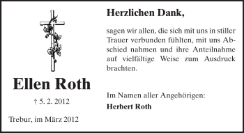 Traueranzeige von Ellen Roth von Rüsselsheimer Echo, Groß-Gerauer-Echo, Ried Echo