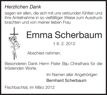 Traueranzeige von Emma Scherbaum von Echo-Zeitungen (Gesamtausgabe)