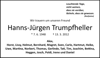 Traueranzeige von Hans-Jürgen Trumpfheller von Odenwälder Echo