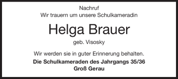 Traueranzeige von Helga Brauer von Rüsselsheimer Echo, Groß-Gerauer-Echo, Ried Echo