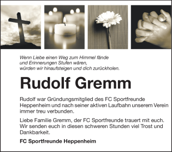 Traueranzeige von Rudolf Gremm von Starkenburger Echo