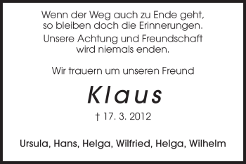 Traueranzeige von Klaus Klink von Rüsselsheimer Echo, Groß-Gerauer-Echo, Ried Echo