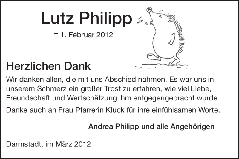  Traueranzeige für Lutz Philipp vom 24.03.2012 aus Echo-Zeitungen (Gesamtausgabe)