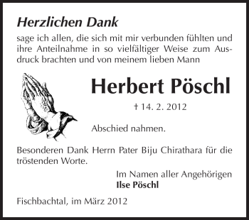 Traueranzeige von Herbert Pöschl von Echo-Zeitungen (Gesamtausgabe)