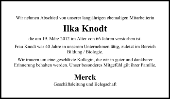 Traueranzeige von Ilka Knodt von Echo-Zeitungen (Gesamtausgabe)