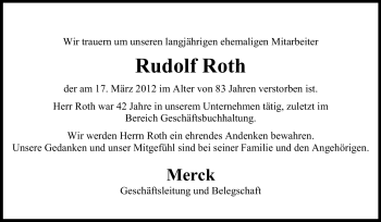 Traueranzeige von Rudolf Roth von Echo-Zeitungen (Gesamtausgabe)