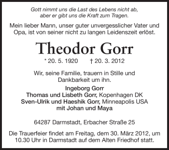 Traueranzeige von Theodor Gorr von Darmstädter Echo, Odenwälder Echo, Rüsselsheimer Echo, Groß-Gerauer-Echo, Ried Echo