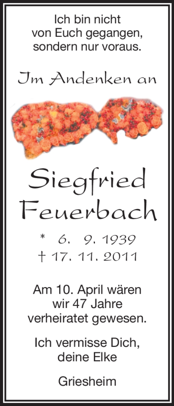 Traueranzeige von Siegfried Feuerbach von Echo-Zeitungen (Gesamtausgabe)