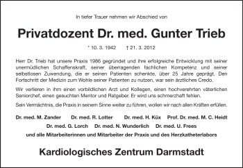 Traueranzeige von Gunter Trieb von Echo-Zeitungen (Gesamtausgabe)