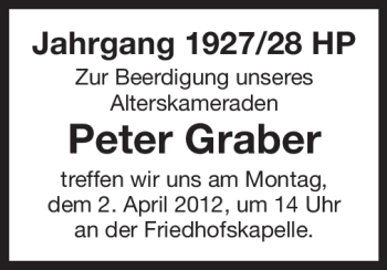 Traueranzeige von Peter Graber von Starkenburger Echo