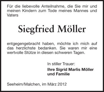 Traueranzeige von Siegfried Müller von Echo-Zeitungen (Gesamtausgabe)