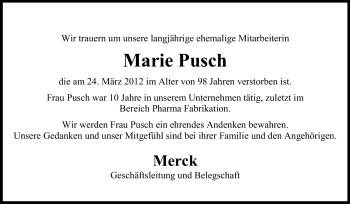Traueranzeige von Marie Pusch von Echo-Zeitungen (Gesamtausgabe)