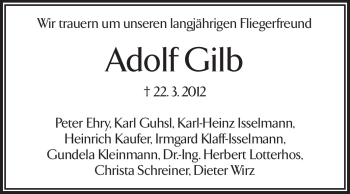 Traueranzeige von Adolf Gilb  von Echo-Zeitungen (Gesamtausgabe)