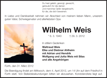 Traueranzeige von Wilhelm Weis von Starkenburger Echo