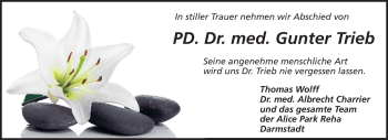 Traueranzeige von Gunter Trieb von Echo-Zeitungen (Gesamtausgabe)