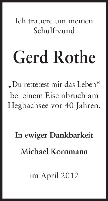 Traueranzeige von Gerd Rothe von Rüsselsheimer Echo, Groß-Gerauer-Echo, Ried Echo