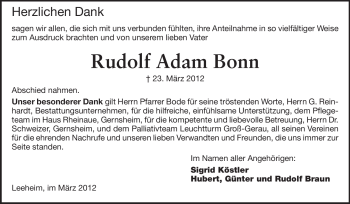 Traueranzeige von Rudolf Adam Bonn von Rüsselsheimer Echo, Groß-Gerauer-Echo, Ried Echo