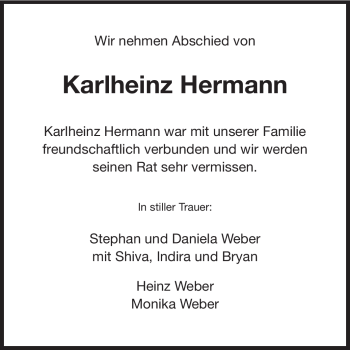 Traueranzeige von Karlheinz Hermann von Echo-Zeitungen (Gesamtausgabe)