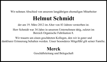 Traueranzeige von Helmut Schmidt von Echo-Zeitungen (Gesamtausgabe)