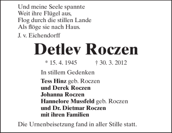 Traueranzeige von Detlev Roczen von Odenwälder Echo
