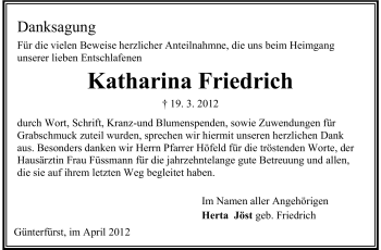 Traueranzeige von Katharina Friedrich von Odenwälder Echo