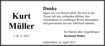 Traueranzeige von Kurt Müller von Odenwälder Echo